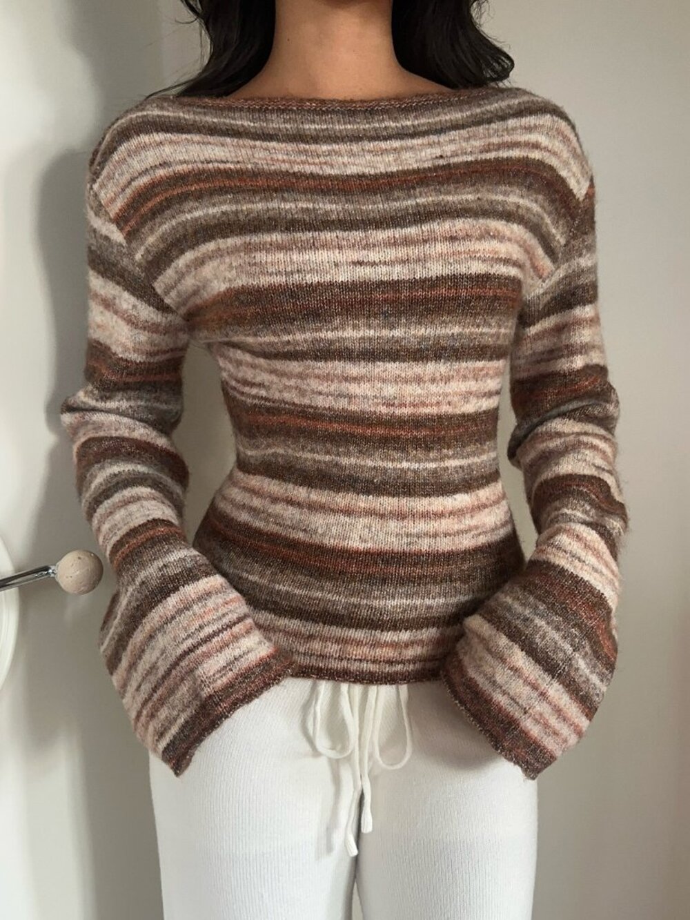 Multicolor Casual Women's Colorblock Fitted Long Sleeve Sweater